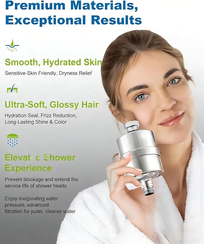 ALL METAL Shower Head Filter – Advanced Filtration Shower Filter for Hard Water, High Pressure Universal Shower Water Filters to Reduce Toxic Chemicals, Chlorine and Heavy Metals,for Skin & Baby Care