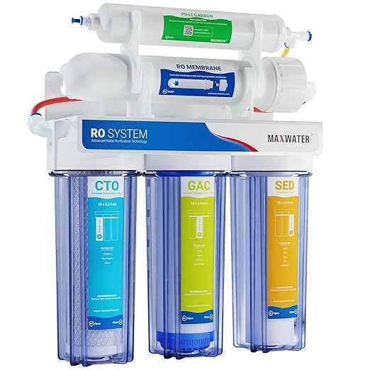 Max Water 5 Stage 50 GPD (Gallon Per Day) RO (Reverse Osmosis) Standard Water Filtration System - Under-Sink/Wall Mount (Without Tank & Faucet) - Model: RO-5C3