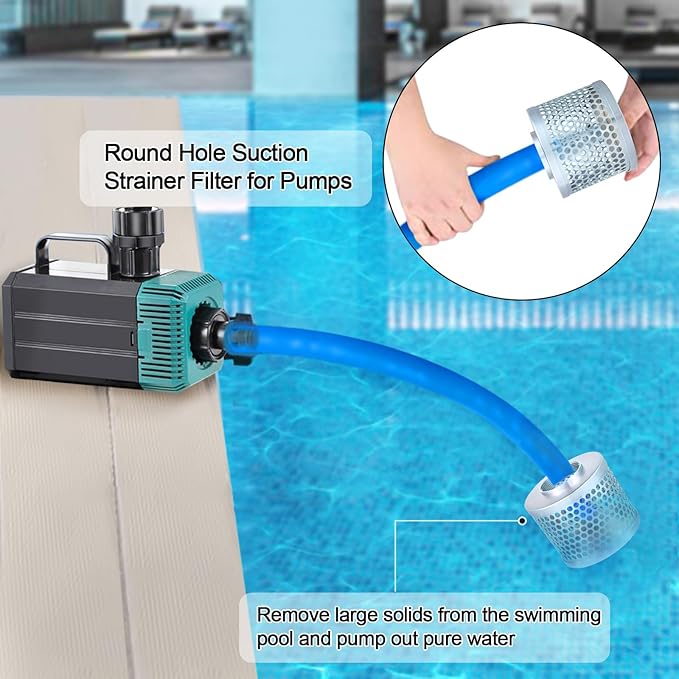 Round Hole Suction Strainer Filter for Pumps, Carbon Plated Steel Basket Water Suction Filter, with NPT Female Thread, Reduces Solids Entering Pump (3 inch)