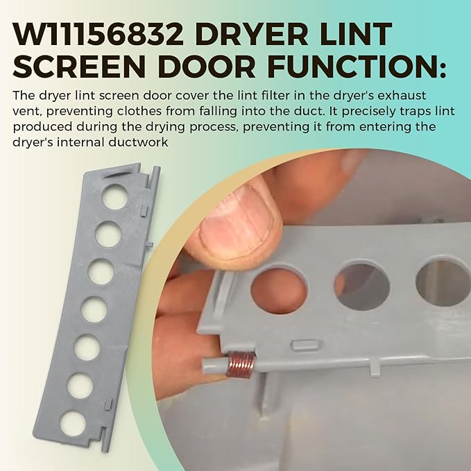 W11156832 Dryer Lint Screen Door Fits for Whirlpool Amana KitchenAid Maytag Jenn-Air Admiral Dryer, Dryer Inlet Cover Replacce WPW10219016 W10219016, 2 Pack