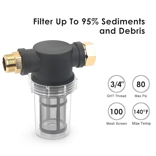 STYDDI Garden Hose Inlet Filter for High Pressure Washer, Garden Hose Water Sediment Filter Attachment with 100 Mesh Screen for Power Washer, Transfer Pump, Rain Barrels, Outdoor Spigots - AquaVibe