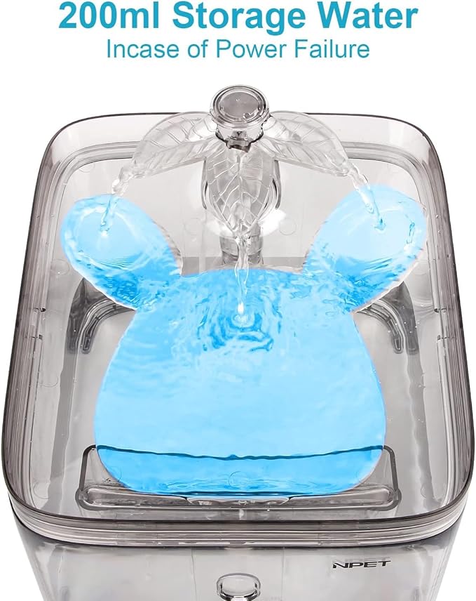 NPET Cat Water Fountain, 3L Automatic Pet Drinking Fountain Dog Water Dispenser with Quadruple-Action Filter (Polycarbonate (PC), Clear)