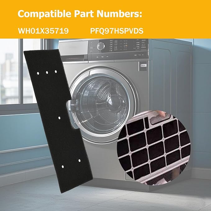 WH01X35719 Lint Filter Compatible with GE Washer Dryer Combo Replacement for Hand Washable Reusable Foam Lint Filter PFQ97HSPVDS 2pcs