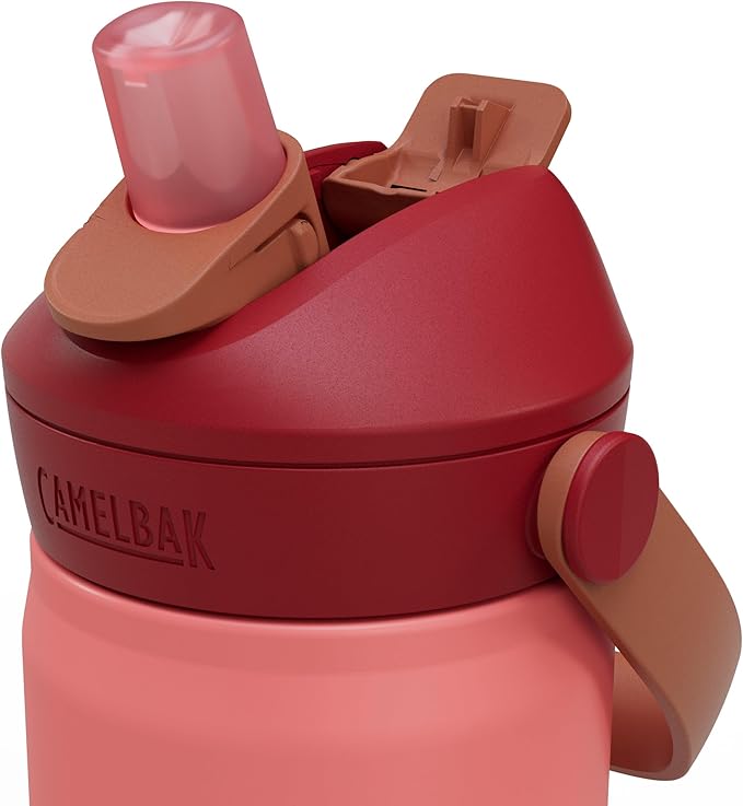 CamelBak Thrive Flip Straw Kids Bite Valve Stainless Steel Water Bottle Demi Blush, 12oz