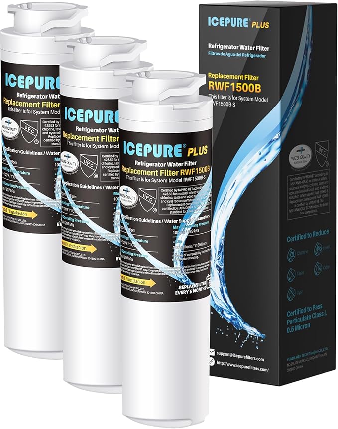 ICEPURE Premium MSWF Refrigerator Water Filter Compatible with GE MSWF, SmartWater 101820A/101821B, AP3997949, PS1559689, WR02X12345, RWF1062, CF12, PF12 3 PACK