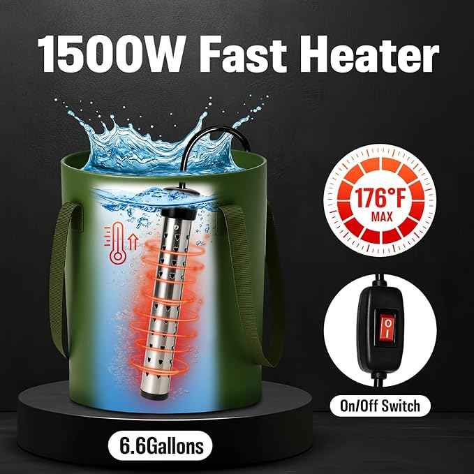 Portable Camping Shower, 6000mAh Rechargeable Shower Pump, Large Capacity Foldable Bucket, 6' 7" Filtered Shower Head, Summer Beach, Outdoor Camp Showering, Hiking, Pet Bath, RV Car Wash, Water Plant