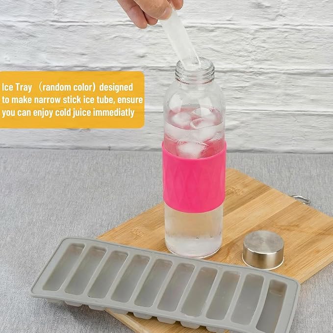 Zukro 18 oz Glass Water Bottles with Lids, 6 Pack Leak Proof Juice Bottles With Stainless Steel Cap for Juicing, Smoothie, Homemade Beverages Container, Reusable Drinking Jar with Grip Band, BPA Free