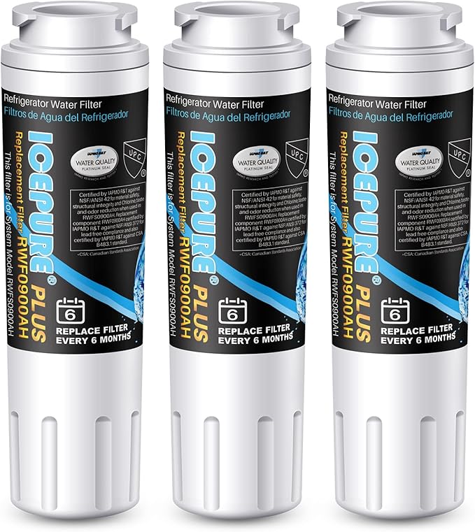 ICEPURE PLUS UKF8001 NSF/ANSI 53 Certified Replacement for Everydrop EDR4RXD1, Whirlpool Filter 4, Maytag UKF8001AXX-200, MPF15090, WF-UKF8001, Puriclean II, RWF0900A Refrigerator Water Filter, 3PACK