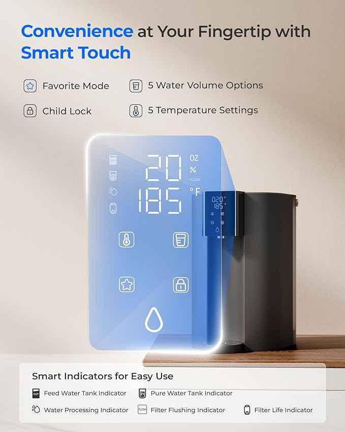 [Instant Hot] Waterdrop CoreRO Reverse Osmosis System, NSF/ANSI 58 & 372 Certified, 6 Stage, Hot & Ambient Countertop RO Water Filter, No Installation Required, 3:1 Pure to Drain, WD-C1H