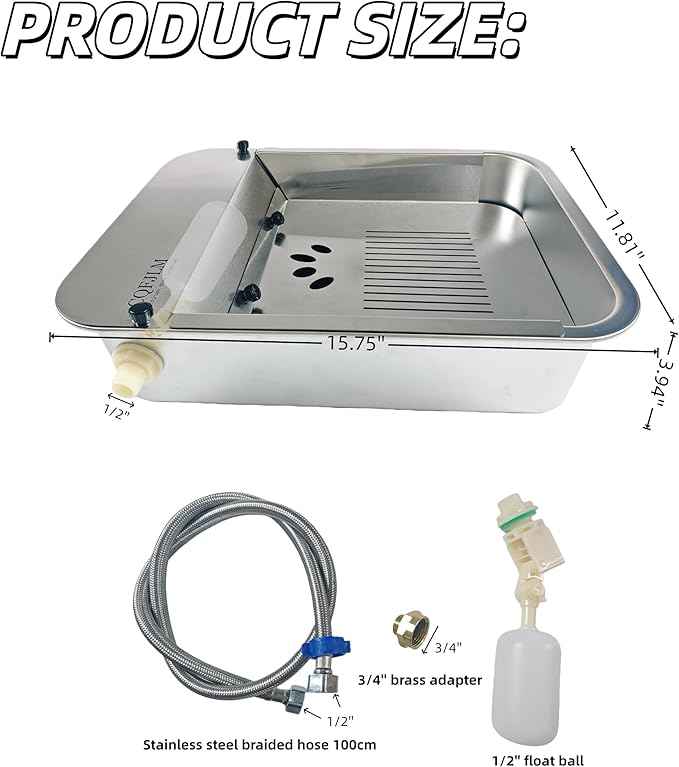 3 Gallon Automatic Water Dispenser for Dogs Stainless Steel Outdoor Drinking Bowl Self-Filling Water Bowl for Large Dogs – Slow-Drink,Splash-Proof Design,Suitable for Cats,Dog(11L-A)