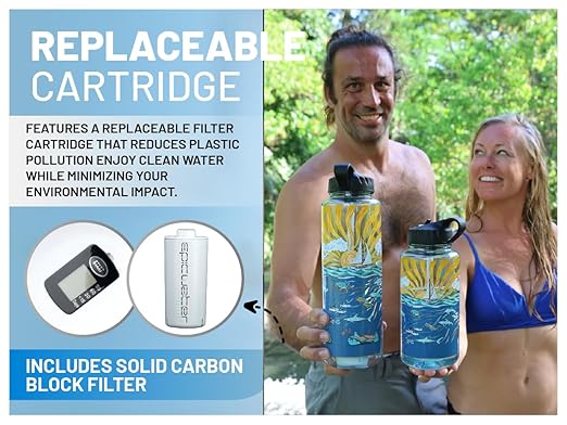 Epic Water Filters Nalgene OG Water Bottle with Filter, USA Made, BPA Free, Removes 99.99% Tap Water Contaminants, Forever Chemicals, Sailing One Life Art, 48 oz