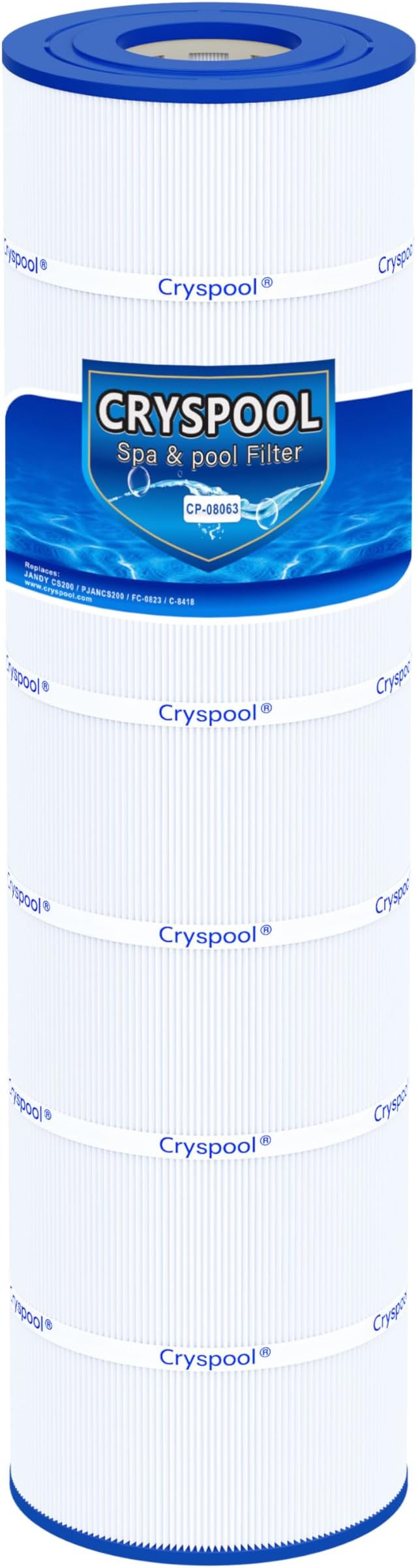 Cryspool® 08063 Filter Compatible with Jandy CS200, R0462400, PJANCS200, C-8418, 11088503, 11088513, FC-0823, 200 Sq. Ft Pool Filter Cartridge, 1 Pack
