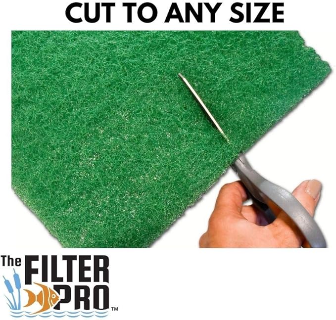 Green Coarse Filter Media, 2" Thick, 28" x 72" Roll, Perfect for Aquariums, Ponds or Water Gardens, Made in USA