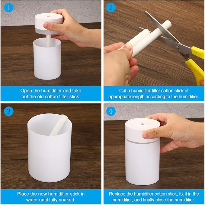 PATIKIL Humidifier Cotton Filter Sticks, 20 Pcs Refill Sticks Filter Wicks Replacement for USB Mini Humidifiers Portable Diffuser (5.91'' x 0.28''), White