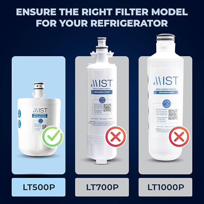 Mist 5231JA2002A Refrigerator Water Filter Replacement for LG LT500P, ADQ72910911, Kenmore 9890, Fridge LFX25974ST – NSF 42 Certified – 3 Pack
