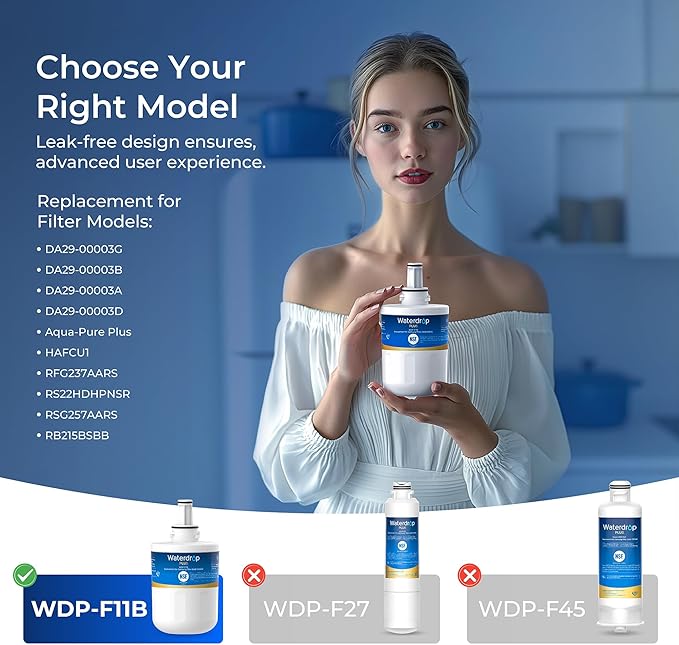 Waterdrop Plus DA29-00003G NSF 401&53&42 Certified Refrigerator Water Filter, Replacement for Samsung DA29-00003G, DA29-00003B, DA29-00003A, Aqua-Pure Plus, HAFCU1, 2 Filters (Package May Vary)