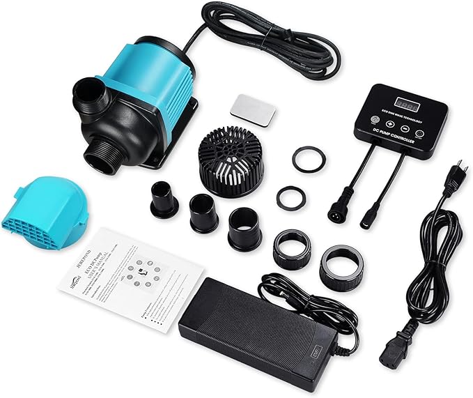 3450GPH Aquarium Return pump with LCD display controller, DC 24V 95W aquarium pump for saltwater freshwater aquarium,fish tank,sump,20 speeds ECO Quiet Submersible and inline pump - AquaVibe