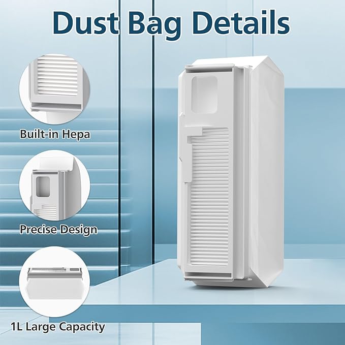 8 Pack Dust Bags for Narwal Freo X Ultra & Freo X Plus Robot Vacuum, 1L Capacity Disposable Dust Bag Replacement with Built-in Hepa Fil-ter - AquaVibe