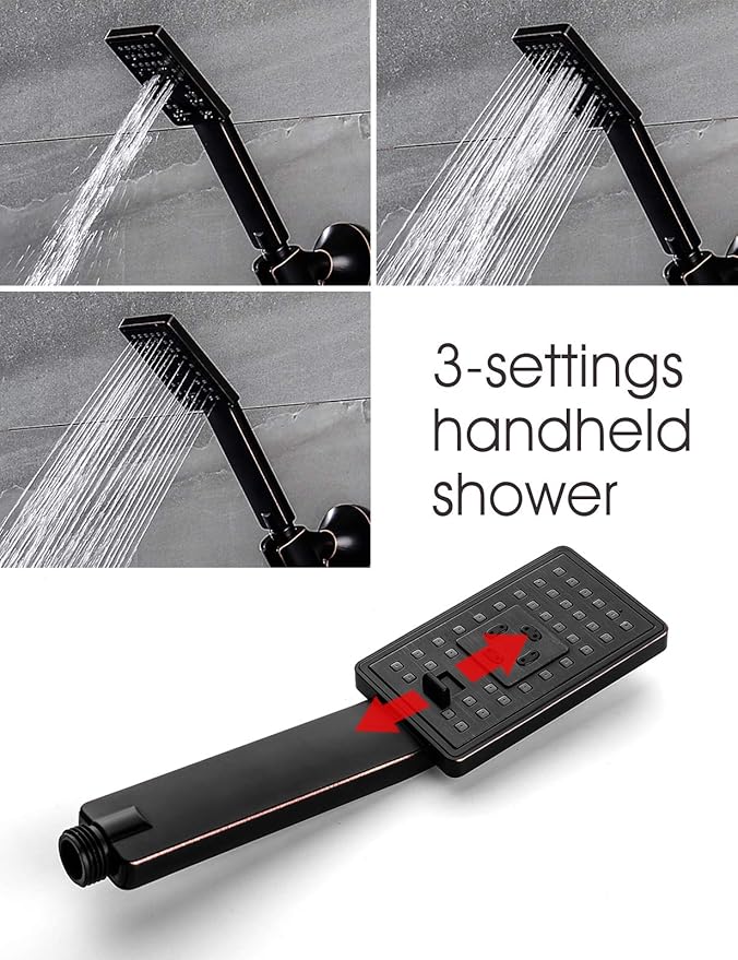 BRIGHT SHOWERS Dual Shower Head Combo Set with High Output Shower Filter for Hard Water, Oil-Rubbed Bronze
