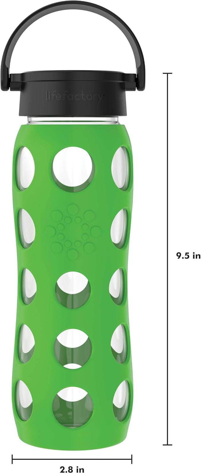 Lifefactory 22-Ounce BPA-Free Glass Water Bottle with Classic Cap and Protective Silicone Sleeve, Moss