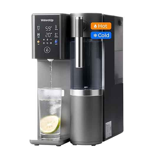 Waterdrop WD-A2 Countertop Reverse Osmosis System, Hot and Cold RO System, Portable Pure Water Tank, Bottleless Water Cooler, 6 Temperature Settings, Hot Cold Room Water, 3:1 Pure to Drain