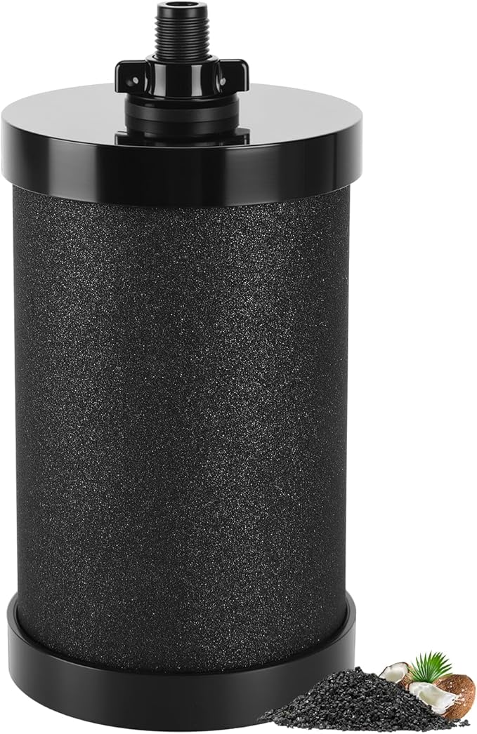 KEEPOW 2387 Pro Water Filter Replacement Compatible with Alexapure Water Filtration System, Reduces Chlorine, Black, 1 Pack