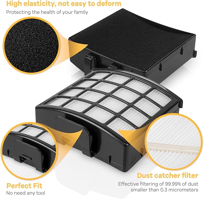 AZ1810 Vacuum Replacement Filters for Shark Vertex Duoclean Upright Cleaner AZ1810, Including 2 HEPA Post Motor Filters, 4 Foam Filters And 4 Felt Filters - AquaVibe