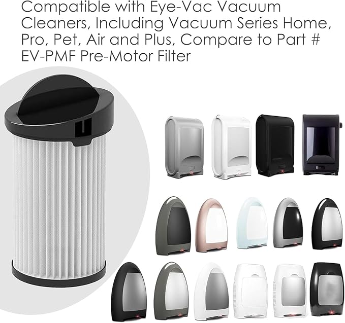 4 Pack Replacement Vacuum Filter Compatible with Eye-Vac EV-PMF Pre-Motor Filter, Fits for NeoVac Elite Touchless Stationary Vacuum, Compared to Part # EV-PMF - AquaVibe