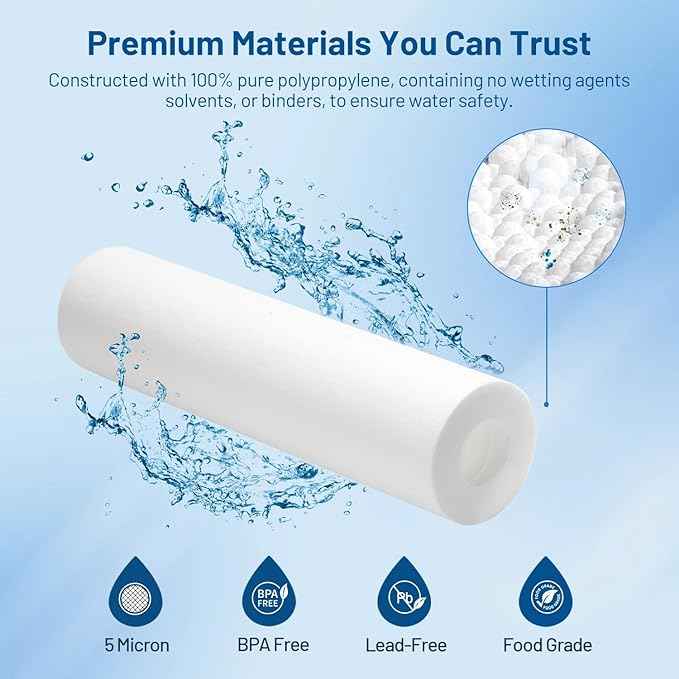 Whole House 20 Micron 10" x 2.5" Spun Polypropylene Sediment Well Water Filter Cartridge Replacement for FXUSC, P25, PD-25-934, SDC-25-1020, FPMB20-978, PWMB10M20, FP120 & 10-inch RO Unit (Pack of 6)