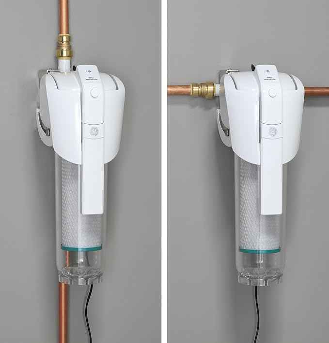 GE Smart Whole House Leak Detection Water Filtration System | Reduces Sediment, Rust & More | Install Kit Included | Filter Not Included | Replace Filter (FTHPM, FTHTM, FTHLM) Every 3 Months | GXWH70M