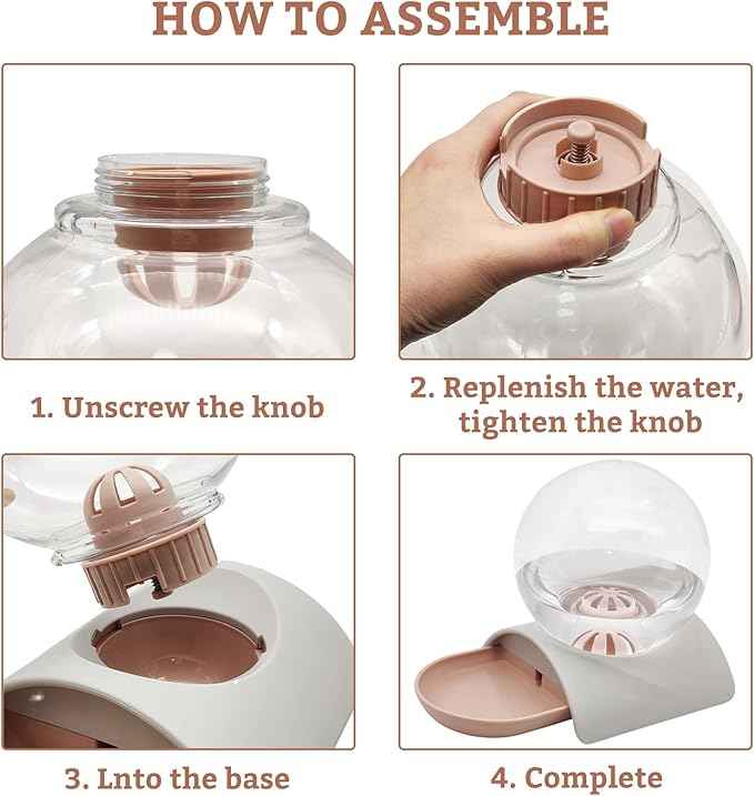 Hamiledyi Automatic Water Dispenser for Cats and Dogs - 2.8 Liter Gravity Pet Water Station, Spill-Proof Spherical Waterer for Puppies, Kittens and Rabbits