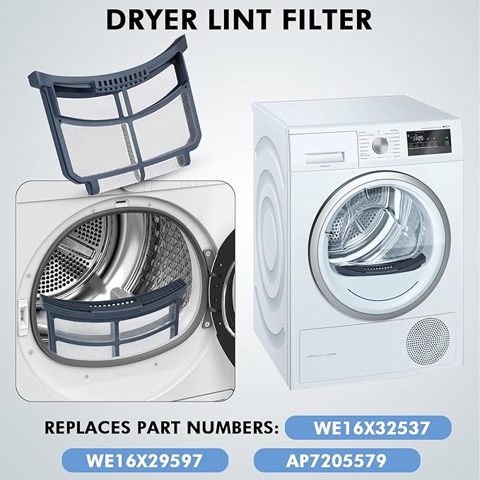 WE16X32537 Dryer Lint Filter Replacement, Compatible with GE General Electric Clothes Dryers, Replaces WE16X29597 AP7205579 Lint Trap Screen - AquaVibe