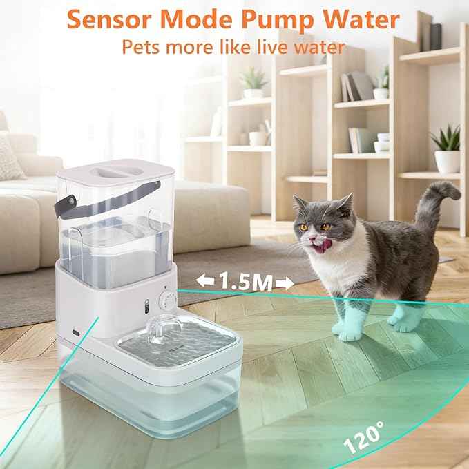 Smart Pet Water Fountain,Filterless Cat Water Fountain No Filter,3L/102oz Ultra Silent Cat Fountain, Separation Design