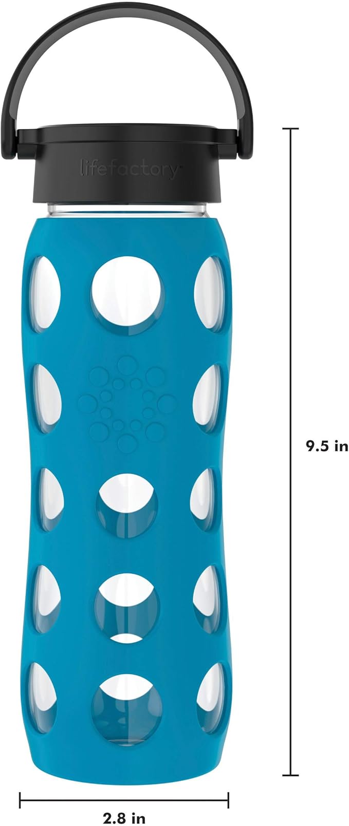 Lifefactory 22-Ounce BPA-Free Glass Water Bottle with Classic Cap and Protective Silicone Sleeve, Teal Lake