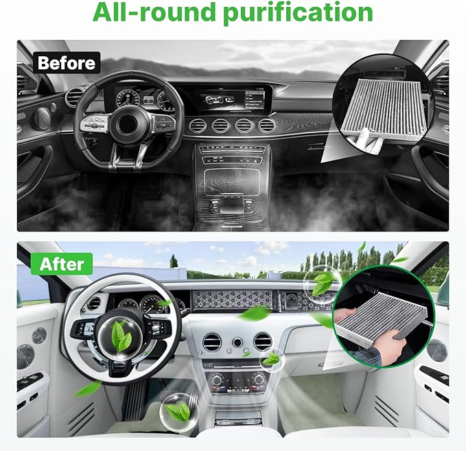 2-Pcs Cabin Air Filter for Toyota Camry, Corolla, 4Runner, Sienna, Tundra, RAV4, Lexus RX350, NX300, Subaru Legacy, Outback Car Replacement for CF10285 Essential Automotive Accessories