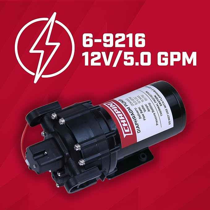Chapin 6-9216 12V/5.0 GPM 60 PSI Self-Priming Diaphragm Water Pump for ATVs, Marine, Boating, Water Supply, Camping, RV Recreation & Boom Spray Systems