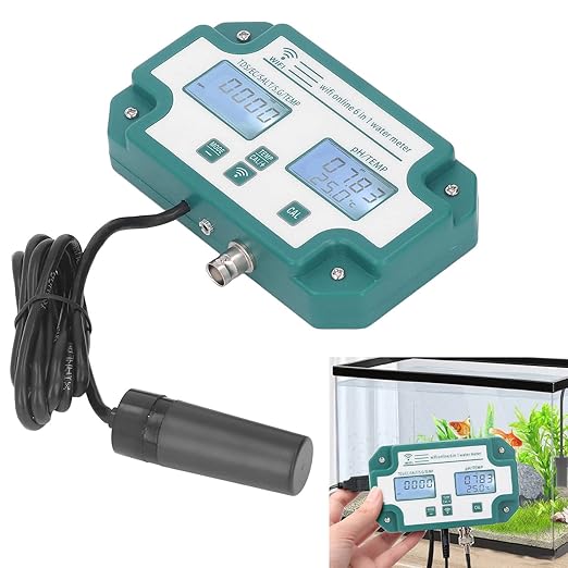 Water Quality Meter, 6 in 1 Multifunctional Water Tester TDS EC SG Salt Temperature Tester with Connection Multi Parameter Water Monitor for Pool, Aquarium, Fish Tank, (