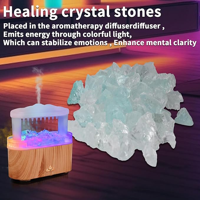 BOHOFAM Essential Oil Diffuser with Stone,Rain Cloud Humidifier, Simultaneously Water Drip and Air Mist,Aroma Diffusers has 8 Colorful and RBG Light Change for Home Bedroom