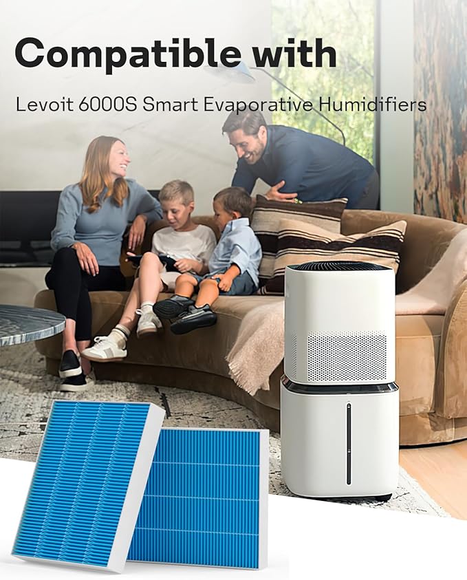 Leemone 12-Pack 6000S Humidifier Wick Filter Replacement for LEVOIT Superior 6000S Smart Evaporative Humidifier, Effectively Capture Large Particles and Minerals