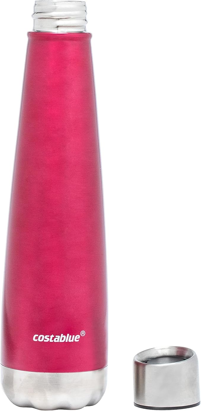 Insulated Water Bottle - On-The-Go Refillable Stainless Steel Water Bottles For Adults, Reusable Thermos Travel Tumbler With Leak-proof Lid For Hot & Cold Beverages (17 Oz. Wine)