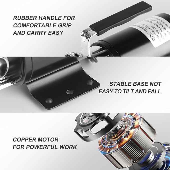 12 Volt Water Pump, Portable Transfer Pump, 330GPH Larger Flow, 1/10HP Electric Utility Pump with On/Off Switch, 2 * 6’ Water Hose Kit for Garden Pools Aquariums Hot Tub
