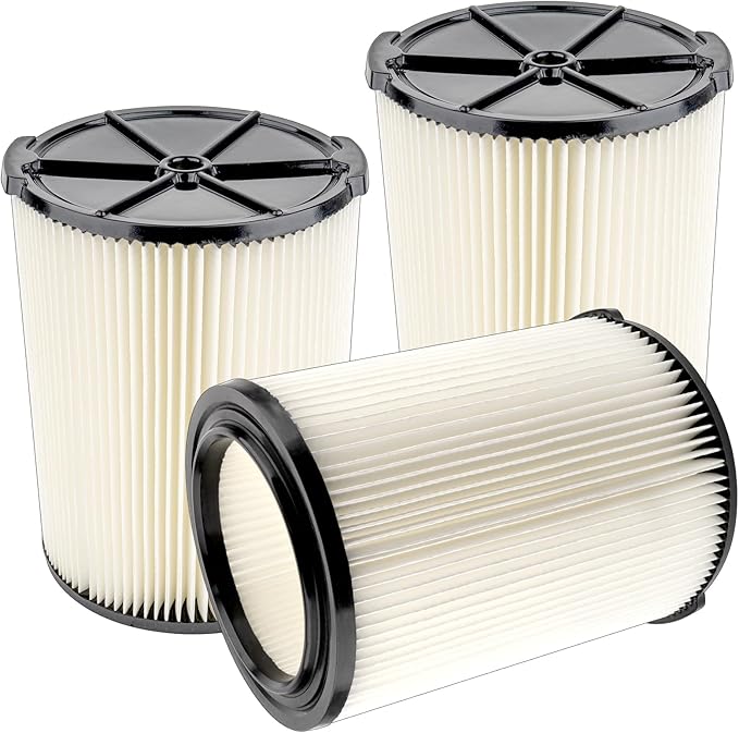 (3 Pack) VF4000 Replacement Cartridge Filter for VF4000 RIDGID 72947 Wet dry Vac 5 to 20 Gallon 6-9 Gal Husky Vacuum RV2400A RV2600B WD5500 WD0671 Vac, HEPA Filter 3 Pieces - AquaVibe