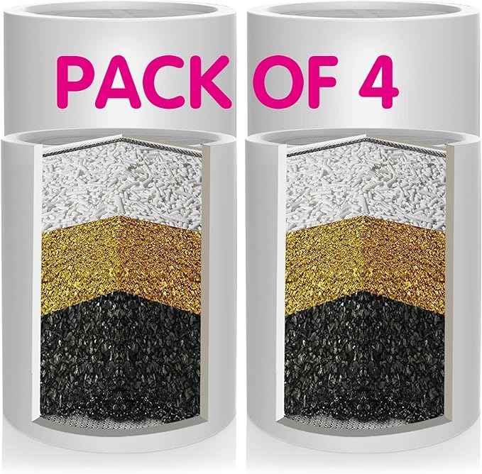 Enhanced Formula Multi-Stage Shower Filter Cartridge,High output Universal replacement filter cartridge, Remove Chlorine Heavy Metals and Other Sediments, Reduces Dry Itchy Skin, Dandruff（Pack of 4)