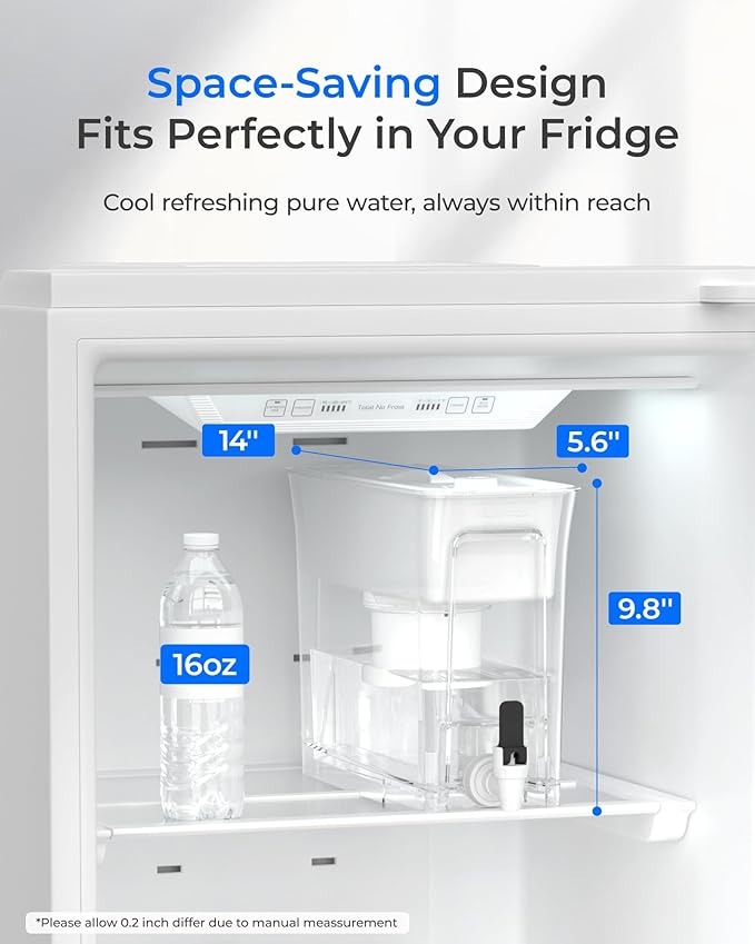 Waterdrop 35-Cup Large Water Filter Dispenser, Fluoride-Reducing, 150-Gallon Long-Life, Reduces Chlorine, PFOA/PFOS and More, BPA Free, White (with 1 Filter)