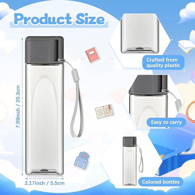Mifoci 30 Pcs Water Bottle Bulk 17 oz Plastic Sports Water Bottles for Kids Adults Reusable Leak Proof Portable Drink Container Large for School Classroom Travel Camping Fitness Office(Grey)