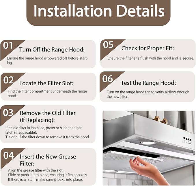 5 Layer Aluminum Grease Range Hood Filters 14 X 13.7 X 0.4 inchs Compatible with Broan 97017415 S97017415 (2 Pack) - AquaVibe