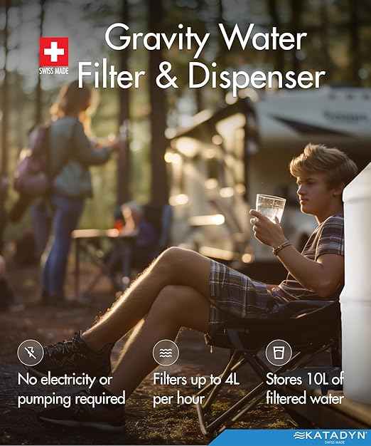 TRK Drip Ceradyn Gravity Personal or Group Water Filter, Long-Lasting Up to 150,000L, Cleanable 0.2 Micron Ceramic Elements for RV, Cabins, Base Camps and Emergency Preparedness