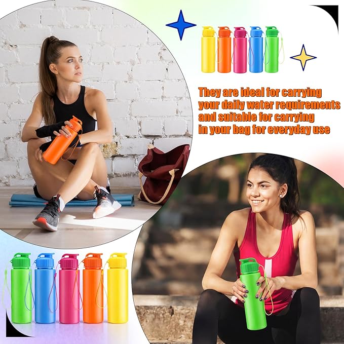 Mifoci 20 Pieces Water Bottle Bulk 17 oz Plastic Water Bottles Bulk Gym Sports Adults Reusable Large Bottles with Leak Proof Flip Top for Party Outdoor(Regular Style,Solid Mixed Colors)