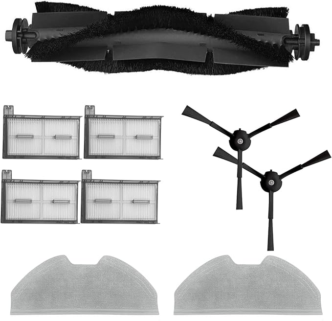 Replacement Parts for Eufy X8 Pro Robot Vacuum Series - Includes 1 Rolling Brush, 2 Side Brushes, 4 Filters, 2 Mop Cloths - Durable and Reusable Accessories for Eufy X8 Pro Robot Vacuum Cleaner - AquaVibe