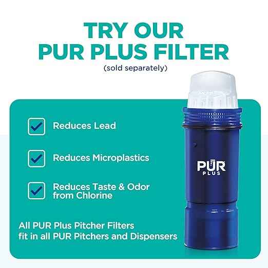 PUR 7-Cup Water Pitcher, 1 Genuine Filter, Cleaner, Great-tasting Water, Dishwasher Safe, Powerful, Faster Filtration, LockFit Cap Design - Lime